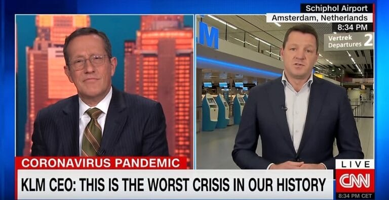KLM-topman Elbers bij CNN: ‘Dit is ergste crisis, maar we komen er doorheen’