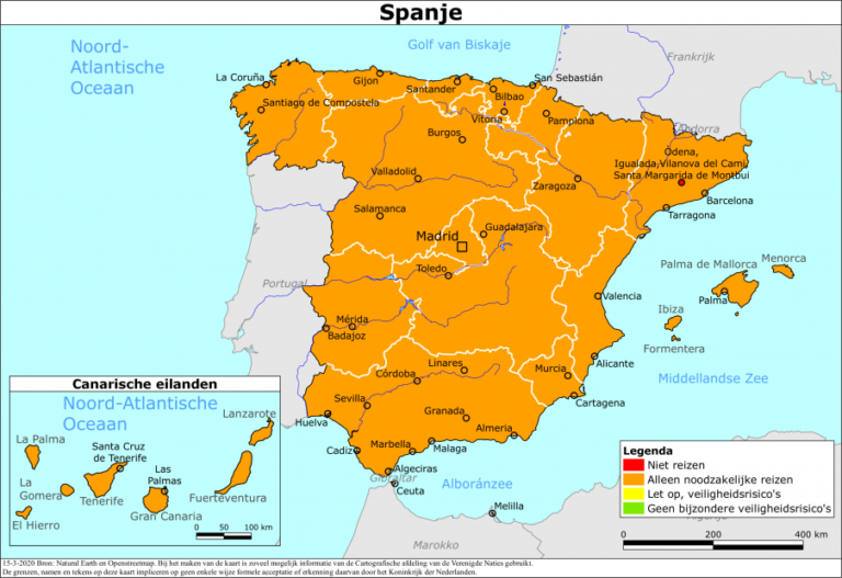 Ministerie BZ: Nieuw reisadvies Spanje