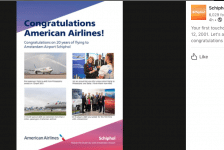 American Airlines twintig jaar op Schiphol