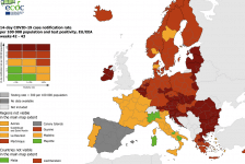 Grootste deel Nederland donkerrood op Europese coronakaart