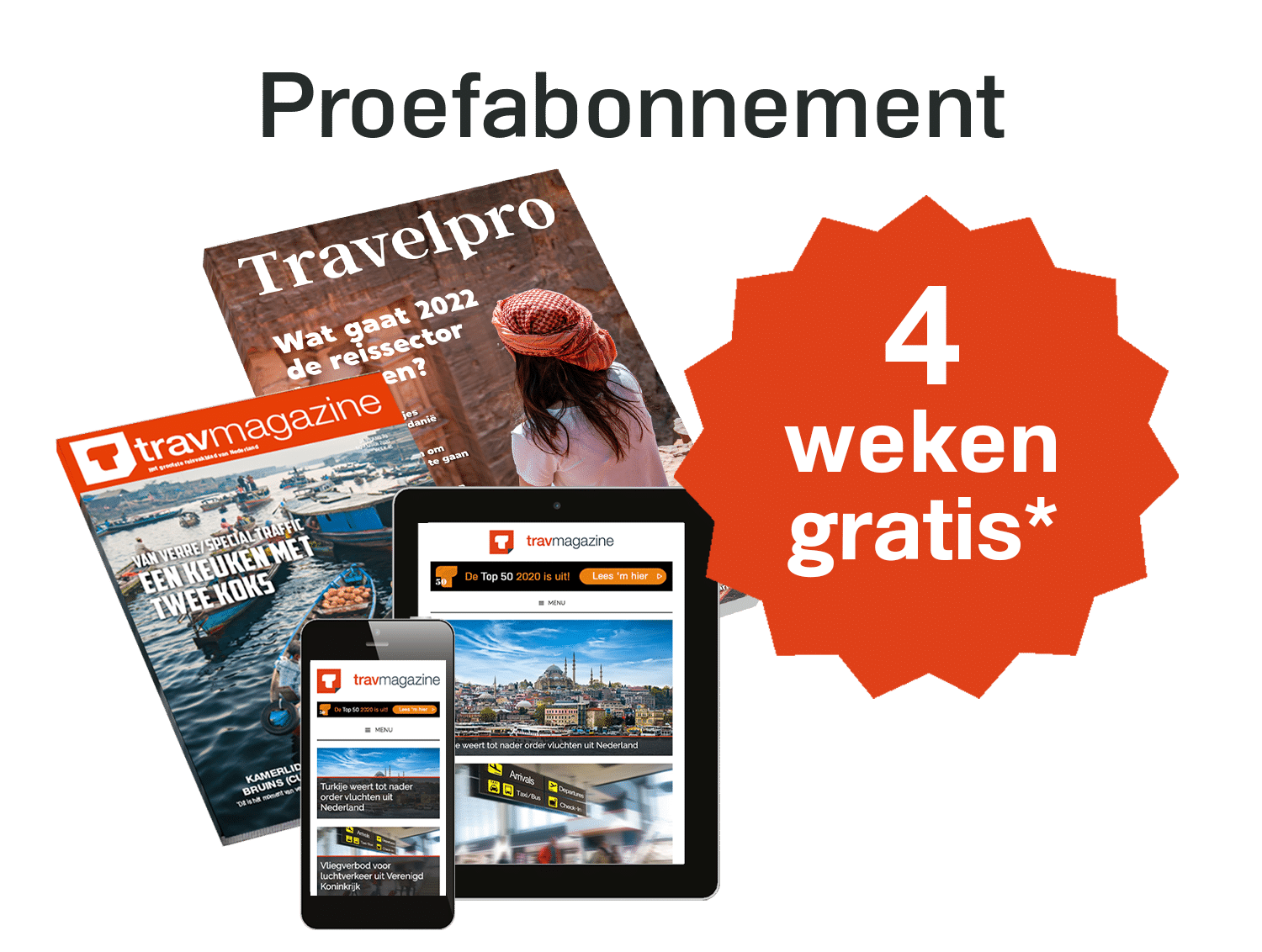 Proef Abonnement
Perfect om zowel TravMagazine als Travelpro een maand lang volledig te ervaren, evenals de Premium online toegang!